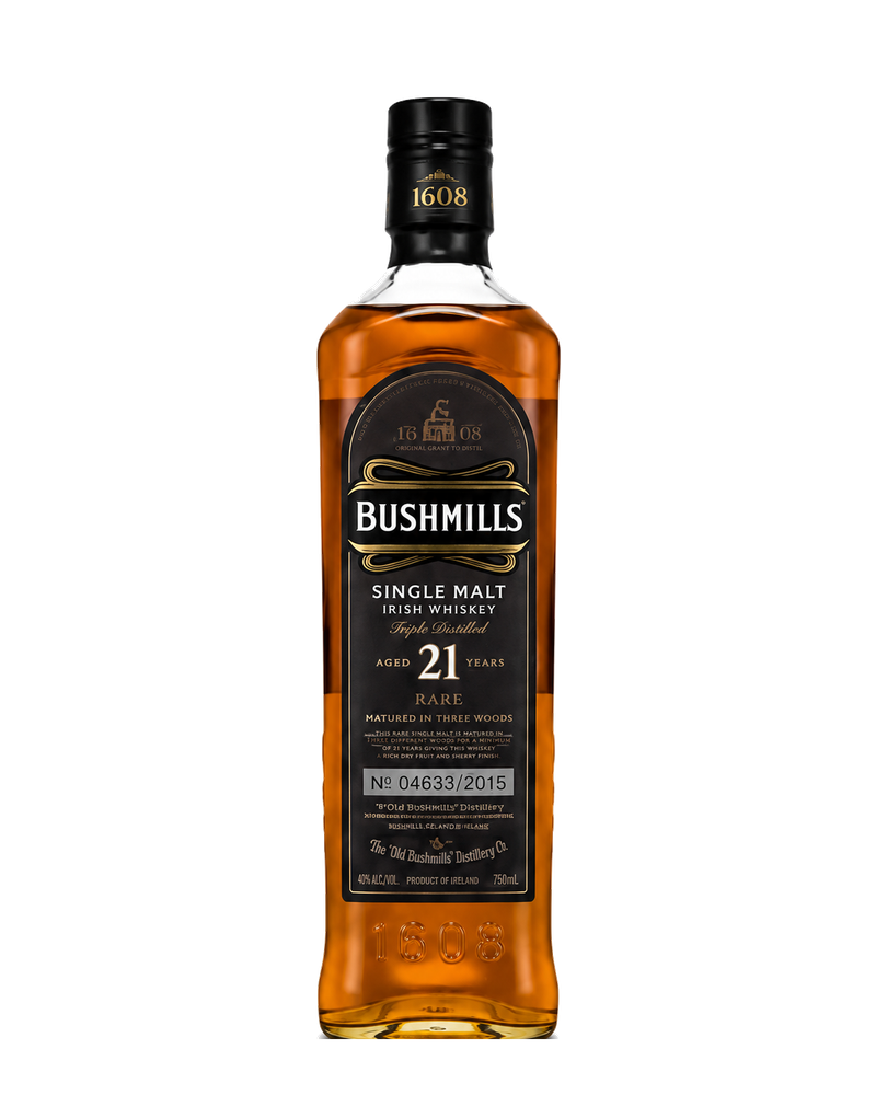 Bushmills 21 Year Single Malt Irish Whiskey bottle