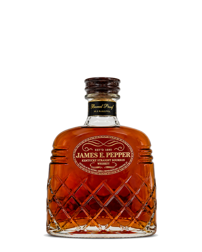 James E. Pepper Barrel Proof Kentucky straight bourbon whiskey bottle